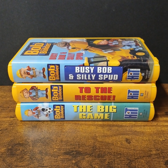 Bob The Builder Lot of 3 VHS Tapes, Yellow Cases, Big Game, Silly Spud, Rescue - Picture 2 of 3